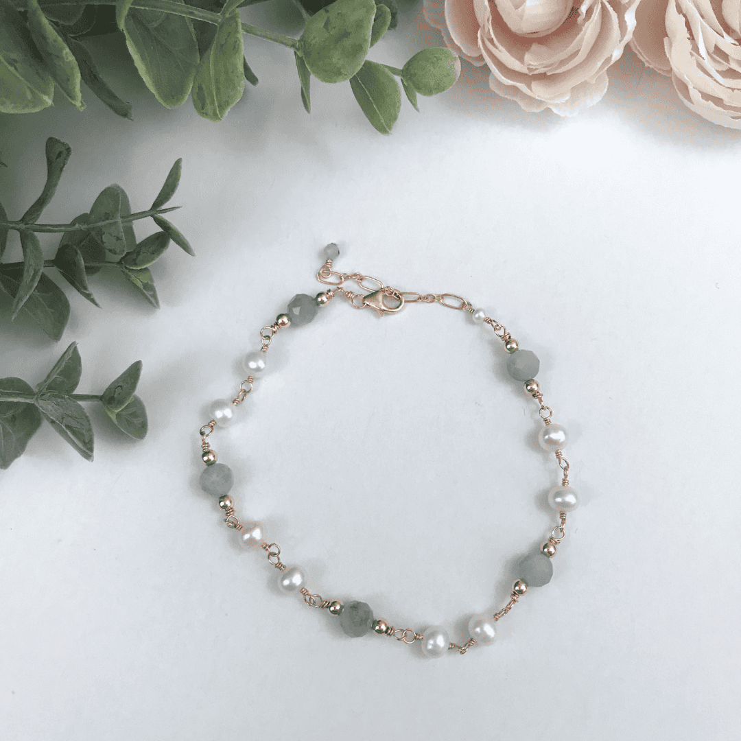 Aquamarine + Pearl Bracelet