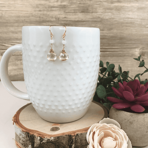 Golden quartz and moonstone earrings