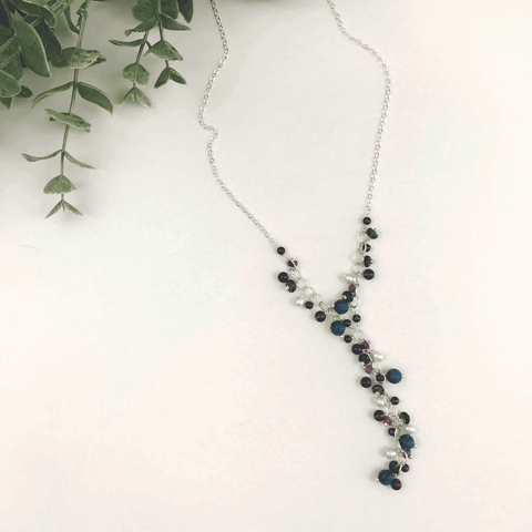 Rich Fall Colors Waterfall Lariat Necklace
