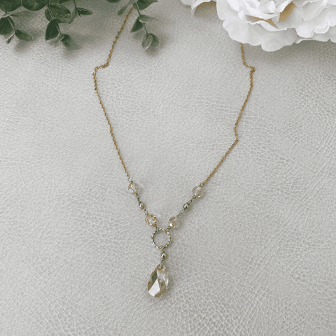 Golden Crystal Bridal Necklace - Style Avenue Studios