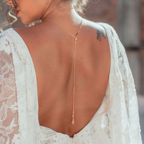 Crystal Bridal Back Necklace - Style Avenue Studios